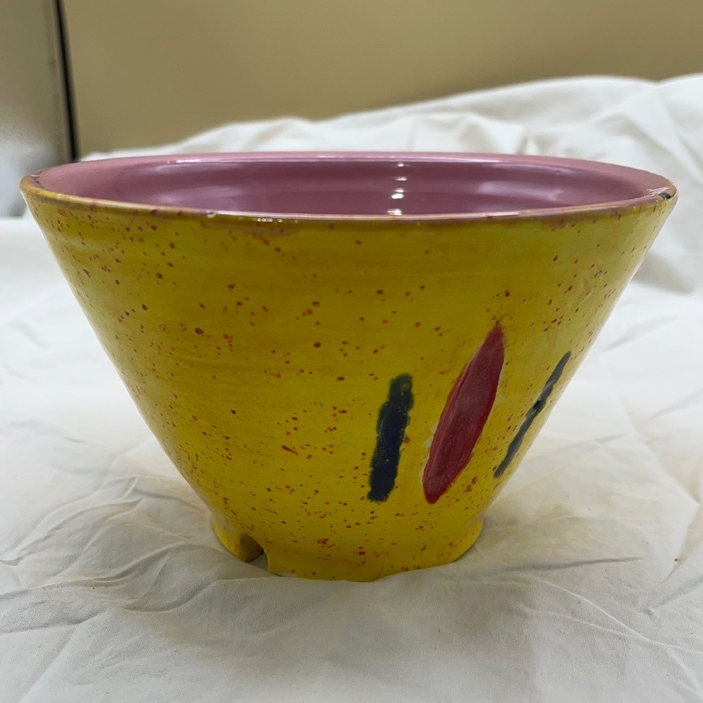 Yellow/Red/Blue/Pink Hand Crafted Pottery Bowl